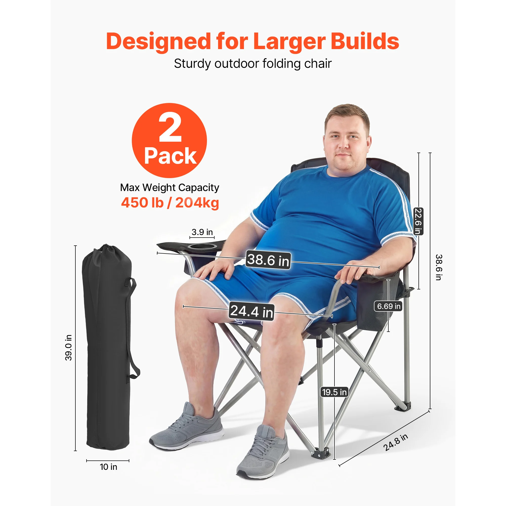 Oversized Heavy Duty 450lbs Padded Backrest Chairs - Image 2