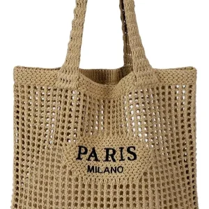 Crochet Tote Bag for Women, Crochet Mesh Beach Bag - Thumbnail Image 4