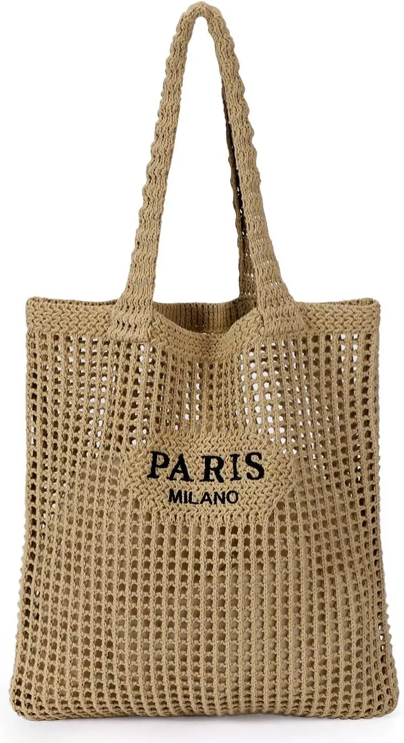 Crochet Tote Bag for Women, Crochet Mesh Beach Bag - Image 4