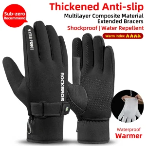 Motorcycle Waterproof Fleece Thermal Gloves - Thumbnail Image 4