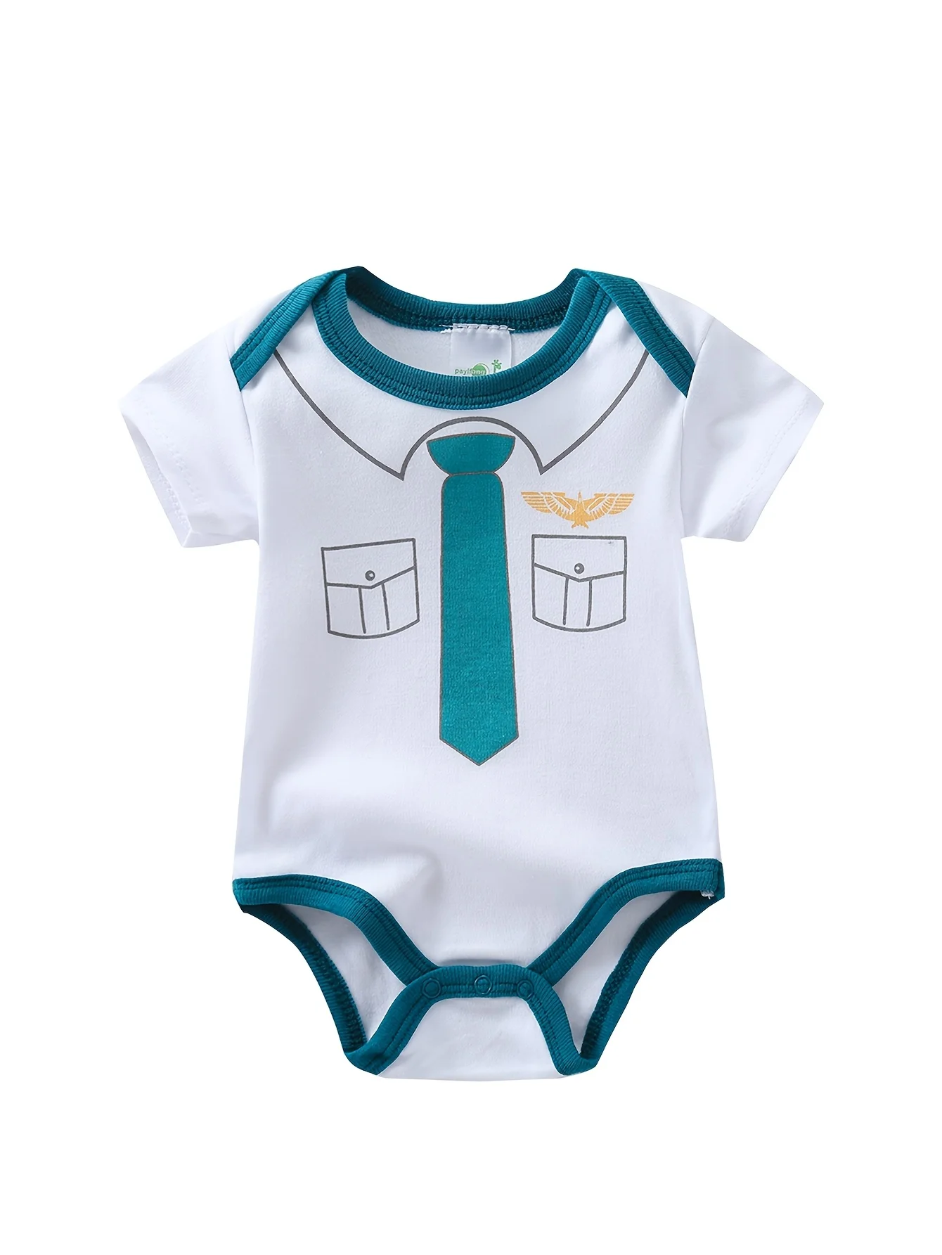 5pcs Baby Boy Short Sleeve Triangle Rompers, - Image 3