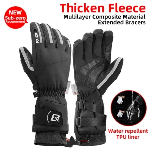 Motorcycle Waterproof Fleece Thermal Gloves - Thumbnail Image 3