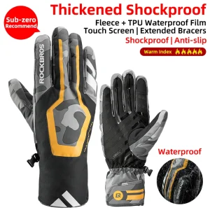 Motorcycle Waterproof Fleece Thermal Gloves - Thumbnail Image 6