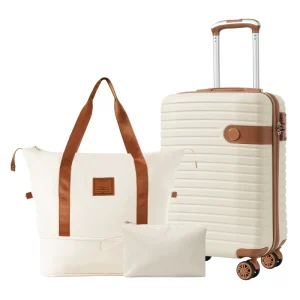 3Pc Carry on 22x14x9 Lightweight 20" ABS Luggage - Thumbnail Image 4