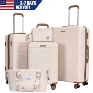 5Pc ABS Hard Case Luggage TSA Lock Spinner Wheels