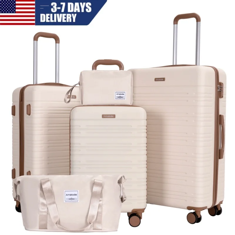 5Pc ABS Hard Case Luggage TSA Lock Spinner Wheels - Image 1