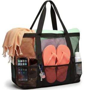 Large Mesh Beach Bag with 9 Pockets