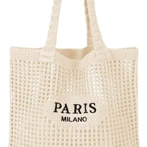 Crochet Tote Bag for Women, Crochet Mesh Beach Bag - Thumbnail Image 3