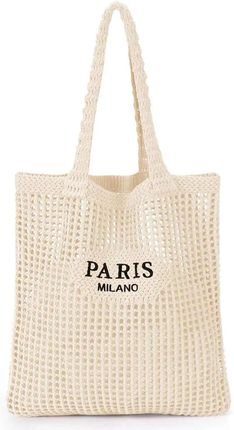 Crochet Tote Bag for Women, Crochet Mesh Beach Bag - Image 3