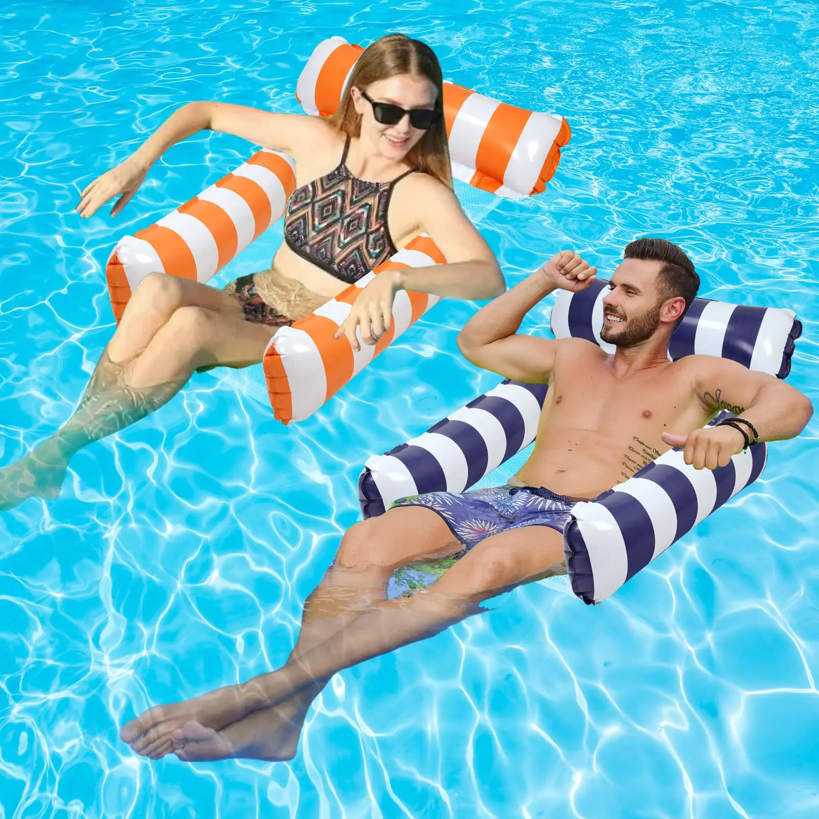 2 Inflatable 4-N-1 Mesh Bottom Floats - Image 2