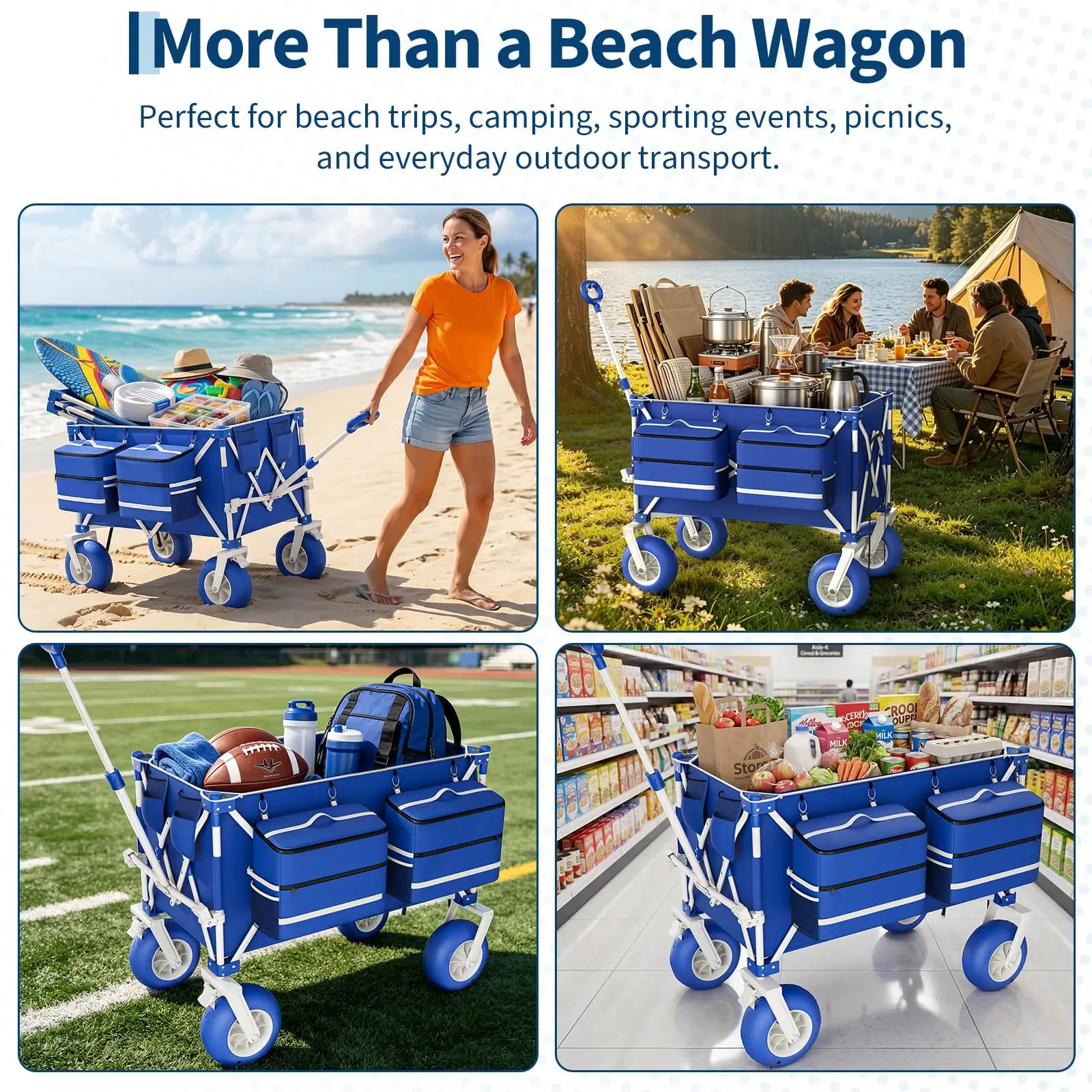 Heavy Duty Folding Utility Beach Wagon 9" Wheels - Image 4
