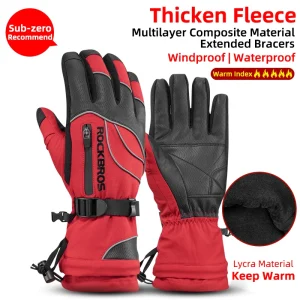 Motorcycle Waterproof Fleece Thermal Gloves - Thumbnail Image 5