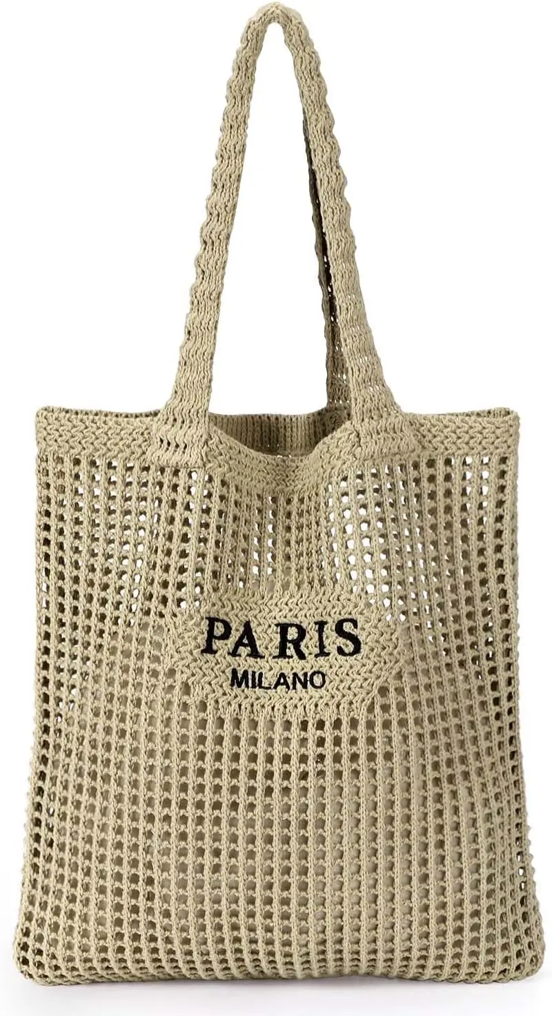Crochet Tote Bag for Women, Crochet Mesh Beach Bag - Image 5