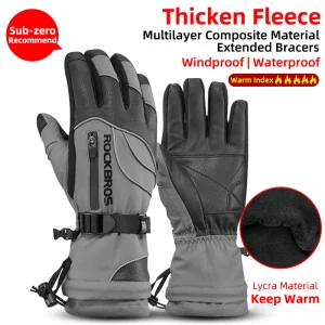 Motorcycle Waterproof Fleece Thermal Gloves - Thumbnail Image 8
