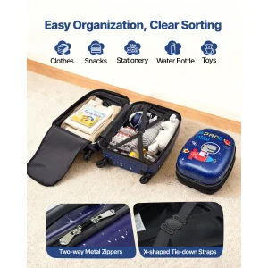 Kids 18" 2-Piece Rolling Luggage Set with Backpack - Thumbnail Image 3