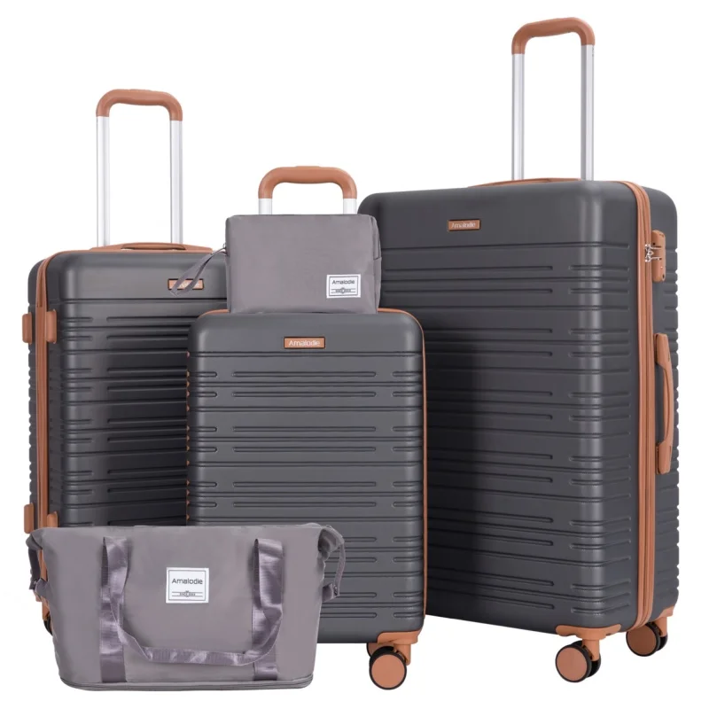 5Pc ABS Hard Case Luggage TSA Lock Spinner Wheels - Image 2