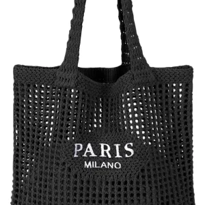 Crochet Tote Bag for Women, Crochet Mesh Beach Bag - Thumbnail Image 2