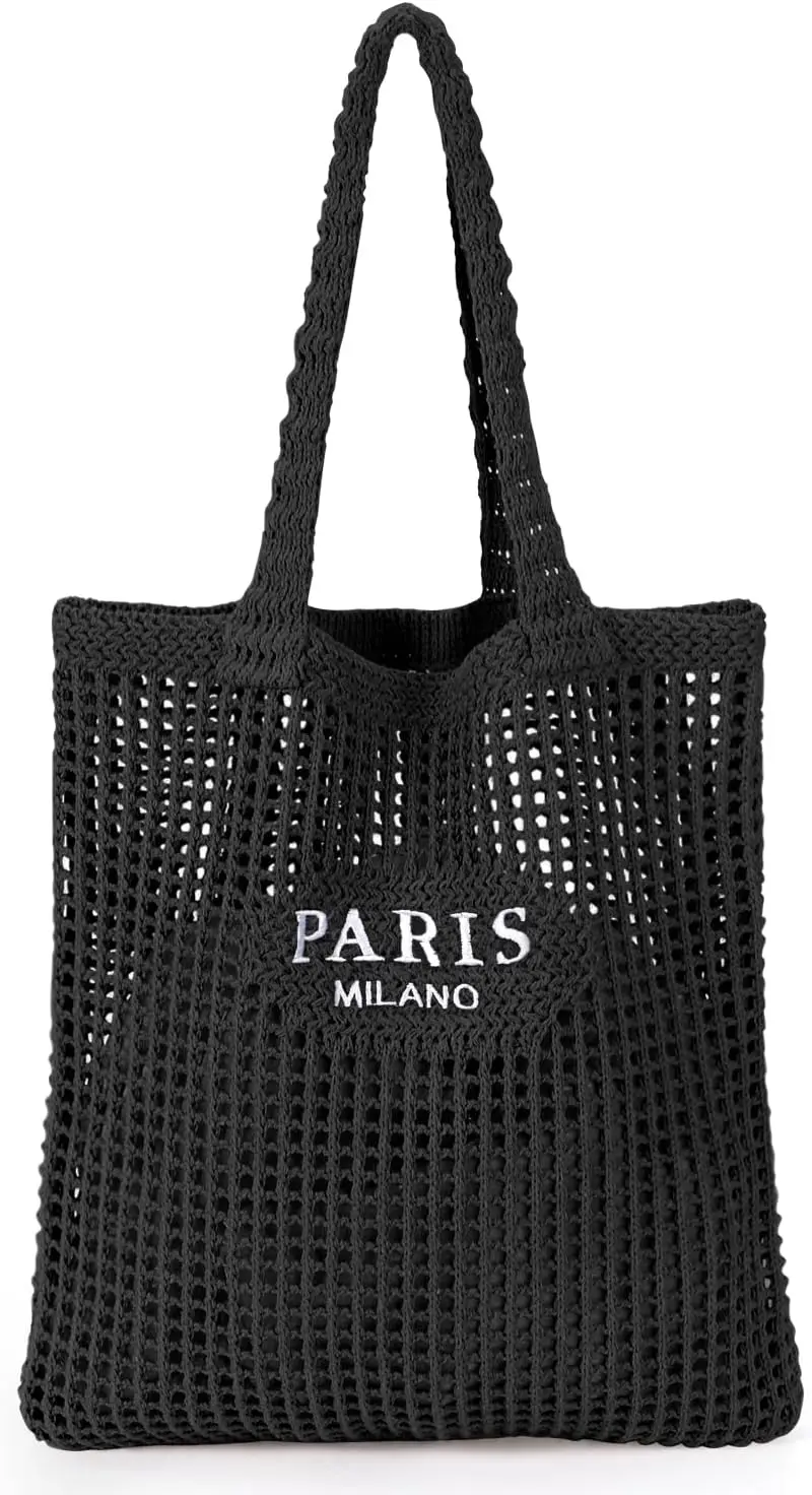 Crochet Tote Bag for Women, Crochet Mesh Beach Bag - Image 2