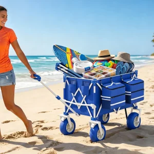 Heavy Duty Folding Utility Beach Wagon 9" Wheels
