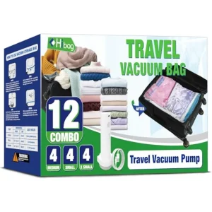 12PK Travel Vacuum Bags with Electric Pump