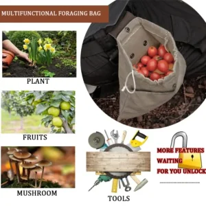 Water Resistant Leather Foraging Bag with pouch - Thumbnail Image 2