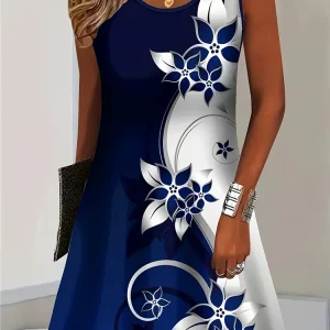 Women's Boho Floral Summer Tank Dress - Thumbnail Image 6
