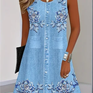 Women's Boho Floral Summer Tank Dress