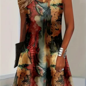Women's Boho Floral Summer Tank Dress - Thumbnail Image 4